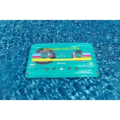 MATERASSINO GONFIABILE RETRO BEATS FASHION CASSETTA 174X117CM PORTAOGGETTI 43649