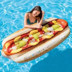 MATERASSINO ISOLA GONFIABILE STAMPA HOT-DOG IN PVC MARE PISCINA 108 X 89 CM