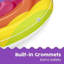 MATERASSINO ISOLA GONFIABILE GALLEGGIANTE FASHION RAINBOW FORMA CUORE MULTICOLORE 43722