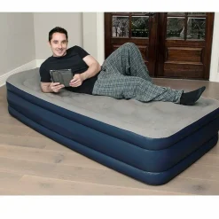 MATERASSINO MATERASSO GONFIABILE SINGOLO 97X191X43 CAMPEGGIO CON POMPA ELETTRICA