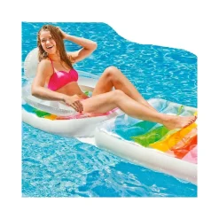 MATERASSINO POLTRONA GONFIABILE 2 IN 1 PIEGHEVOLE CON SCHIENALE PISCINA 198X94CM