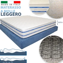 MATERASSO A MOLLE BONNEL LEGGERO SPESSORE 22 CM SINGOLO MATRIMONIALE PIAZZE