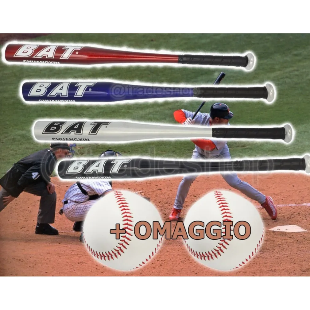 MAZZA DA BASEBALL SOFTBALL ALLUMINIO 76CM 30" MAZZE SPORT + 2 PALLINE OMAGGIO