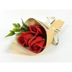 MAZZO MAZZETTINO BOUQUET DI ROSE ROSSE FINTE CON FOGLIE REGALO PER SAN VALENTINO