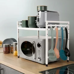 MENSOLA ALLUNGAILE DA 40-65CM SALVASPAZIO CON 8 GANCI PER APPENDERE UTENSILI ARREDO CASA