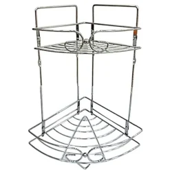 MENSOLA ANGOLARE PER BAGNO ANGOLIERA DOCCIA A 2 LIVELLI RIPIANI IN METALLO 52719