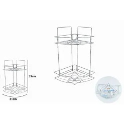 MENSOLA ANGOLARE PER BAGNO ANGOLIERA DOCCIA A 2 LIVELLI RIPIANI IN METALLO 52719