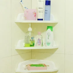 MENSOLA ANGOLARE PER DOCCIA BAGNO PORTAOGGETTI ATTACCO A VENTOSA 21 X 21 CM