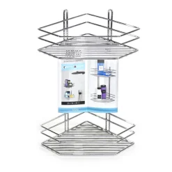 MENSOLA ANGOLARE SCAFFALE 2 RIPIANI ORGANIZZATORE BAGNO PORTASAPONE DOCCIA IN METALLO