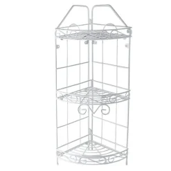 MENSOLA ANGOLIERA ANGOLARE 3 RIPIANI PORTA OGGETTI BAGNO METALLO BIANCO 52528