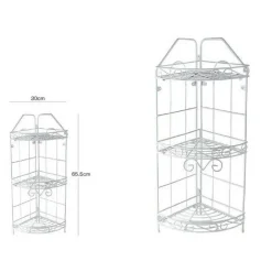 MENSOLA ANGOLIERA ANGOLARE 3 RIPIANI PORTA OGGETTI BAGNO METALLO BIANCO 52528
