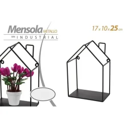 MENSOLA BACHECA PARETE METALLO MODERNO NERO 17X10X25CM CASETTA INDUSTRIAL 822278