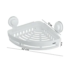 MENSOLA CON VENTOSA ANGOLARE DA BAGNO PER DOCCIA PORTASAPONE SHAMPOO SCAFFALE