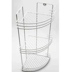MENSOLA DA BAGNO ANGOLARE A 3 LIVELLI RIPIANI METALLO BIANCA 59X22X22CM
