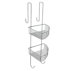 MENSOLA DA BAGNO DOCCIA ANGOLARE A 2 RIPIANI IN METALLO CROMATO DA APPENDERE 87821