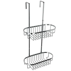 MENSOLA DA BAGNO DOCCIA PORTAOGGETTI A 2 RIPIANI IN METALLO CROMATO DA APPENDERE 87822