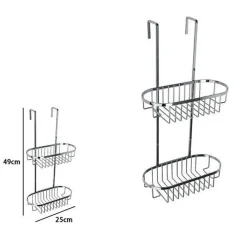MENSOLA DA BAGNO DOCCIA PORTAOGGETTI A 2 RIPIANI IN METALLO CROMATO DA APPENDERE 87822