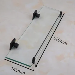 MENSOLA DA BAGNO NERO IN METALLO SHAMPOO DOCCIA SAPONE IN VETRO PER CUCINA BAGNO