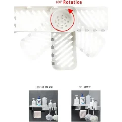 MENSOLA DA PARETE BAGNO SCAFFALE ROTANTE PORTAOGGETTI CUCINA DOCCIA ORGANIZZATORE