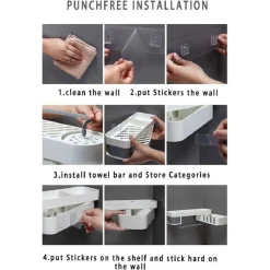 MENSOLA DA PARETE BAGNO SCAFFALE ROTANTE PORTAOGGETTI CUCINA DOCCIA ORGANIZZATORE