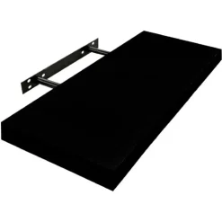 MENSOLA DA PARETE IN LEGNO MDF 80X23,5X3,8CM PENSILE SCAFFALE A MURO STAFFE NERO