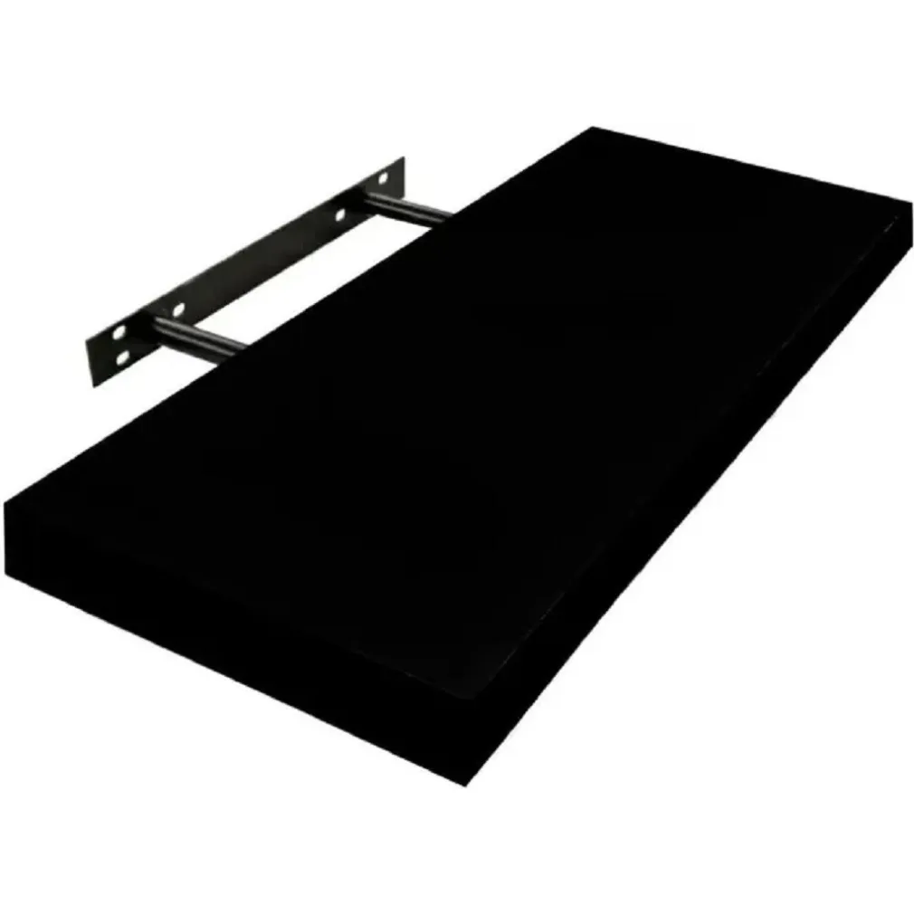 MENSOLA DA PARETE IN LEGNO MDF 80X23,5X3,8CM PENSILE SCAFFALE A MURO STAFFE NERO