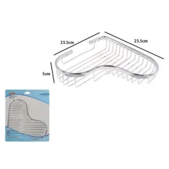 MENSOLA DOCCIA BAGNO ANGOLARE CROMATA LUCIDA 23.5CM CESTINO PORTA OGGETTI CUORE 87903