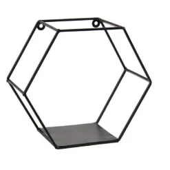 MENSOLA ESAGONALE BACHECA PARETE METALLO CLASSICO MODERNO NERO 23X10X20CM 822193