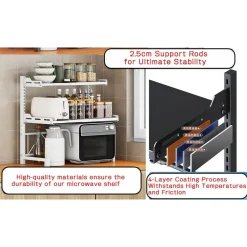 MENSOLA ESPANDIBILE PER FORNO A MICROONDE SCAFFALE CUCINA ORGANIZZATORE TAVOLO REGOLABILE