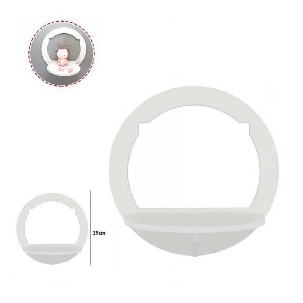 MENSOLA IN LEGNO BIANCO ROTONDA 29CM ARREDO CASA CAMERETTA SCAFFALE PARETE 70199