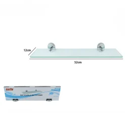 MENSOLA IN VETRO BAGNO CON REGGIMENSOLA ACCIAIO CROMATO FISSAGGIO A PARETE 52002