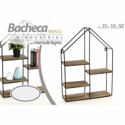MENSOLA PARETE CASA 4 MENSOLE RIPIANI DESIGN MODERNO SCAFFALE LEGNO METALLO