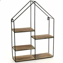 MENSOLA PARETE CASA 4 MENSOLE RIPIANI DESIGN MODERNO SCAFFALE LEGNO METALLO