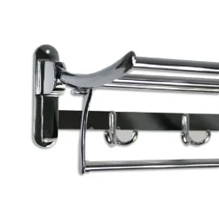 MENSOLA PORTASCIUGAMANI DOPPIO RIPIANO BAGNO GANCI ACCAPPATOIO IN ACCIAIO 52817