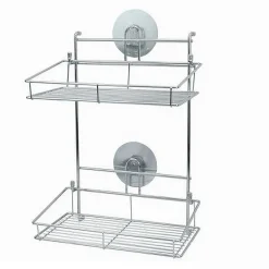 MENSOLA RETTANGOLARE PORTAOGGETTI 2 RIPIANI MONTAGGIO PARETE CON BIADESIVO 79848