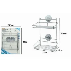 MENSOLA RETTANGOLARE PORTAOGGETTI 2 RIPIANI MONTAGGIO PARETE CON BIADESIVO 79848