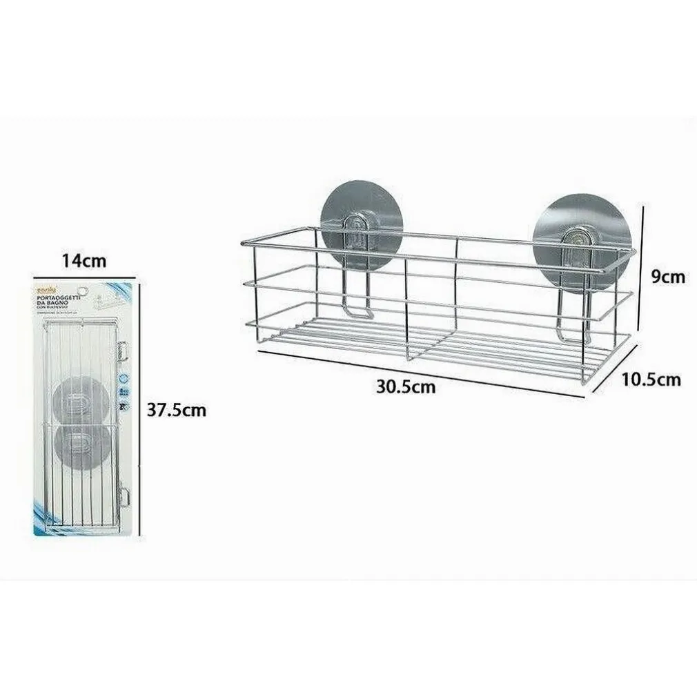 MENSOLA RETTANGOLARE PORTA OGGETTI ACCESSORI BAGNO MONTAGGIO CON BIADESIVO 79842