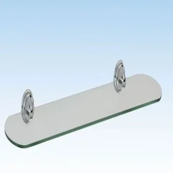 MENSOLA VETRO BAGNO ACCIAIO SATINATO FISSAGGIO A PARETE MURO ELLITTICA