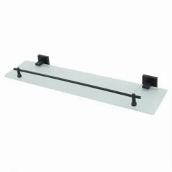 MENSOLA VETRO SATINATO BAGNO REGGIMENSOLA ACCIAIO NERO PORTAOGGETTI DOCCIA 79995