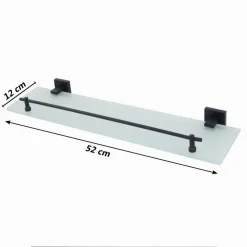 MENSOLA VETRO SATINATO BAGNO REGGIMENSOLA ACCIAIO NERO PORTAOGGETTI DOCCIA 79995