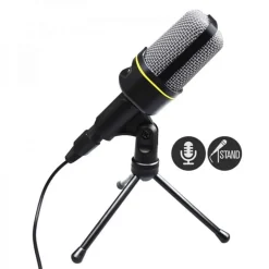 MICROFONO A CONDENSATORE TREPPIEDE DA TAVOLO CAVO JACK PC NOTEBOOK CHAT QY920
