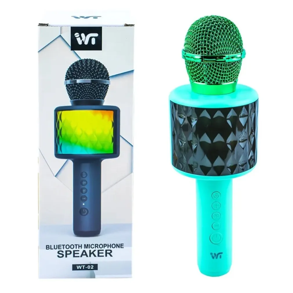MICROFONO KARAOKE CON BATTERIE CONNESSIONE BLUETOOTH SPEAKER PORTATILE PULSANTI MUSICA