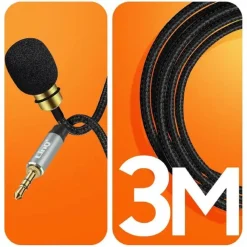 MICROFONO LAVALIER JACK 3,5 MM SUONO OMNIDIREZIONALE A 360° CAVO 3 METRI AV3553M