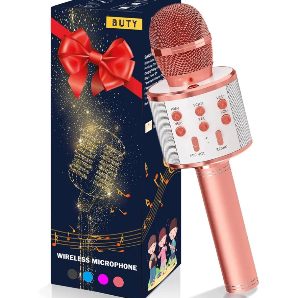 MICROFONO SPEAKER PORTATILE WIRELESS BLUETOOTH KARAOKE CON CASSA INTEGRATA GIOCO