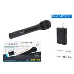 MICROFONO WIRELESS SENZA FILI PORTATILE RICEVITORE 2,4GHZ KARAOKE MIC-08 MAXTECH