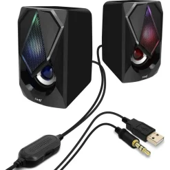 MINI ALTOPARLANTE CASSE USB 2.0 SPEAKER CON LUCE LED RGB PC MULTIMEDIALE A4000