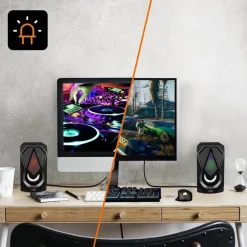 MINI ALTOPARLANTE CASSE USB 2.0 SPEAKER CON LUCE LED RGB PC MULTIMEDIALE A4000