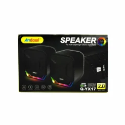 MINI ALTOPARLANTI CASSE PER COMPUTER 3W CABLATI CON LUCE RGB LED Q-YX17 JACK USB