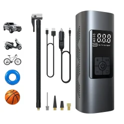 MINI COMPRESSORE AD ARIA PORTATILE GONFIATORE RICARICABILE DISPLAY LED AUTO