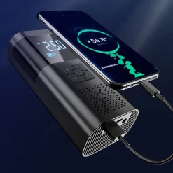 MINI COMPRESSORE POMPA AD ARIA ELETTRICA AUTO MULTIFUNZIONE TORCIA SCHERMO LCD